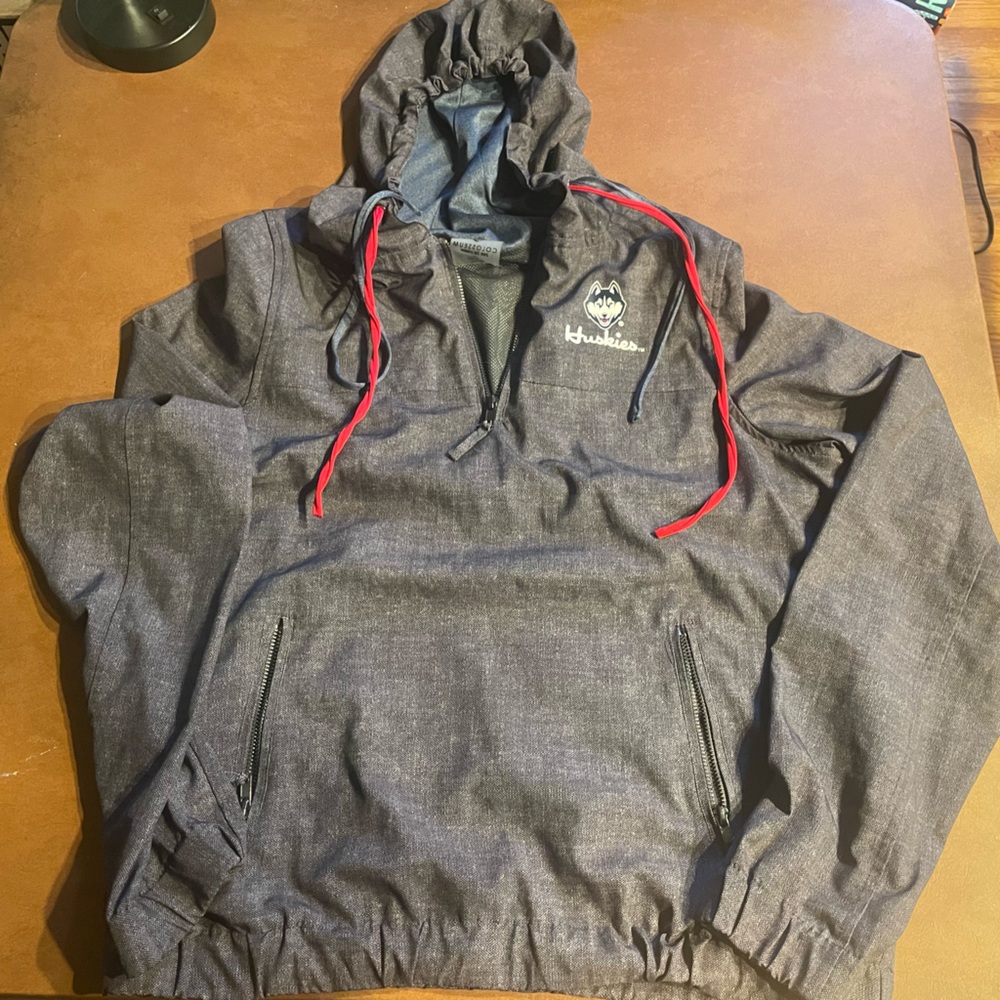 Gray Hooded UConn Jacket